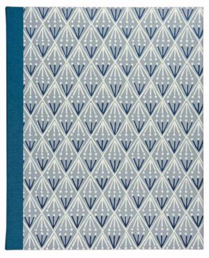 A blue and white pattern on the cover of a book.