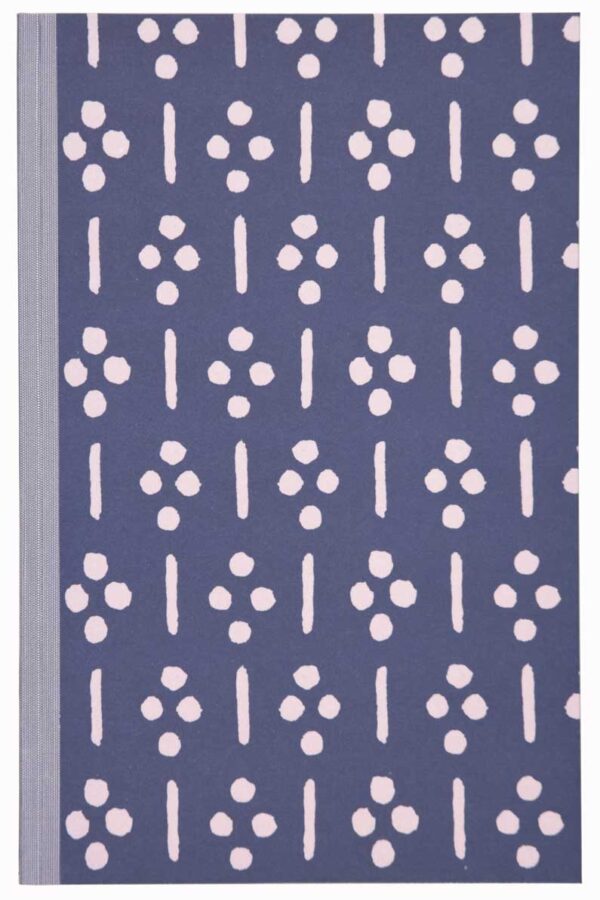 A blue and white pattern on the cover of a book.