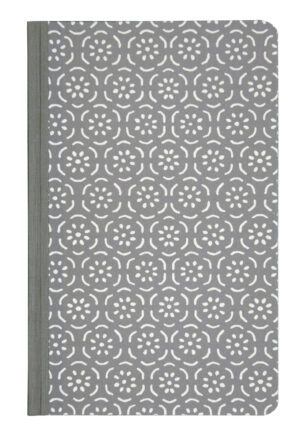 A gray and white pattern on the cover of a book.