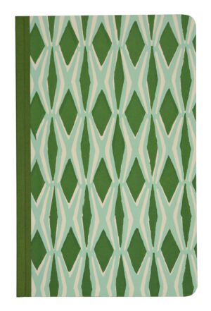 A green and white pattern on the cover of a book.