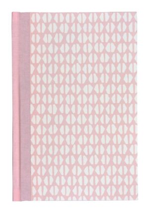 A pink and white pattern on the cover of a book.