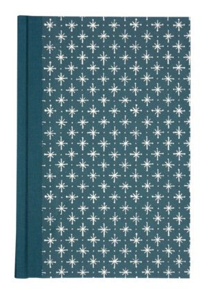 A blue book with white stars on it.