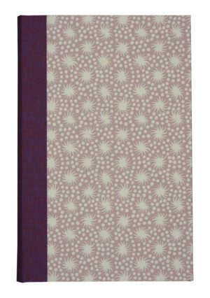 A purple and white book cover with flowers