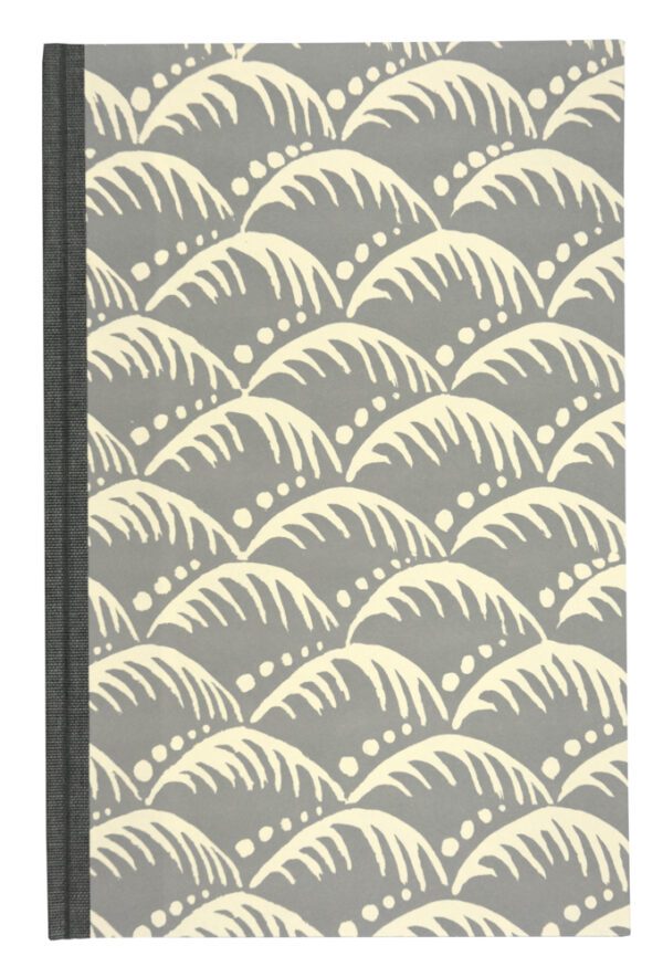 A gray and white pattern is shown on the cover of a book.