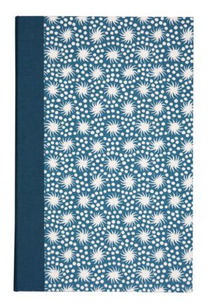 A blue book cover with white stars on it.