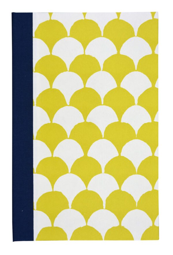 A yellow and white pattern on the cover of a book.