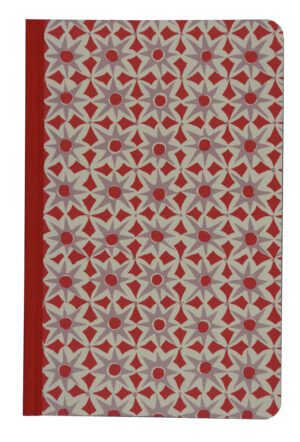 A red and white book cover with a pattern of flowers.