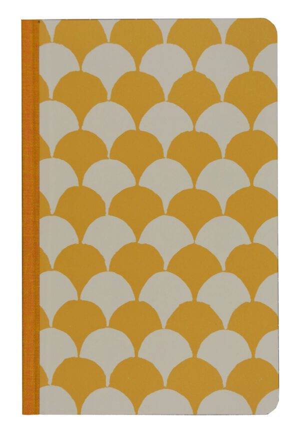 A yellow and white pattern on the cover of a book.