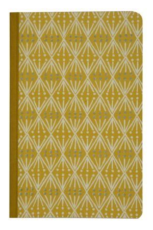 A yellow and white pattern on the cover of a book.