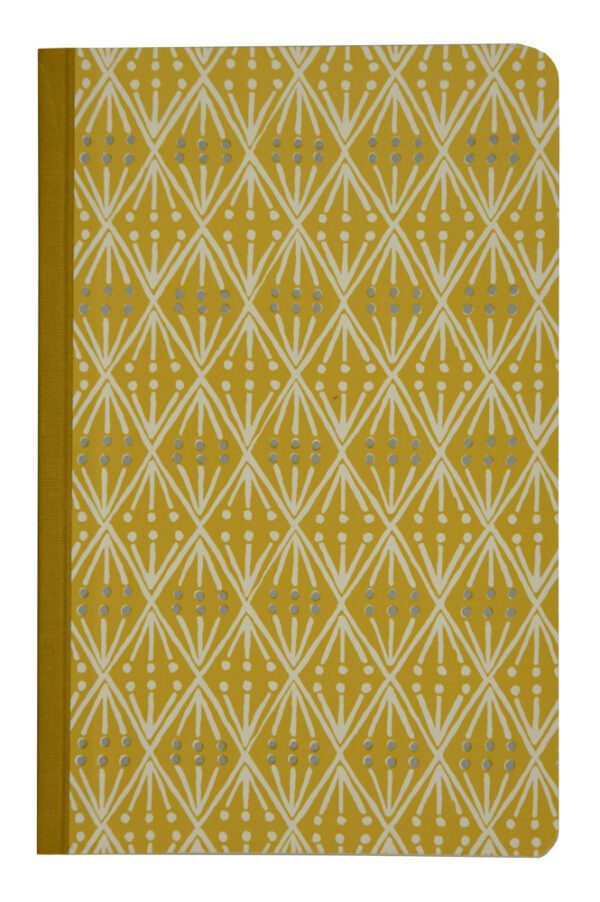 A yellow and white pattern on the cover of a book.