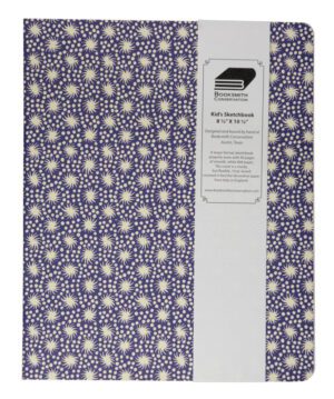 Kid's sketchbook, purple starburst pattern.