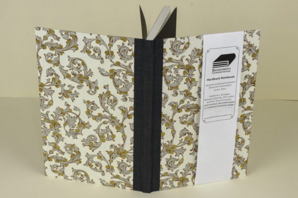 Hardback Notebook, Lined Paper--Charcoal with Silver and Gold Traditional Italian