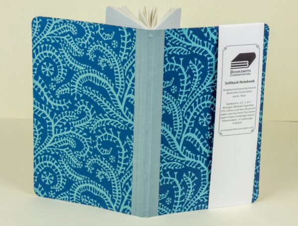 Softback Notebook, Lined Paper--Cyanotype Seaweed Paisley