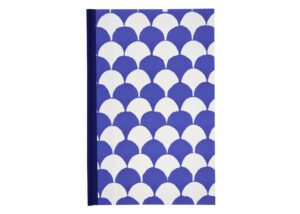 Blue and white scale patterned notebook.