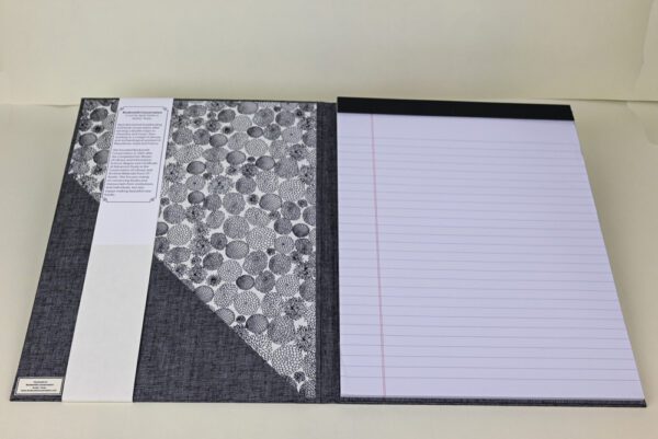 Large Refillable Notepad Holder--Lead Duo Cloth Exterior with Black and White Poppies Paper - Image 2