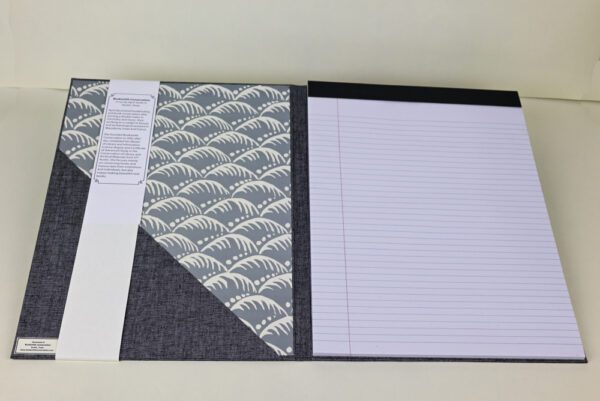 Large Refillable Notepad Holder--Lead Duo Cloth Exterior with Gray Waves Paper - Image 2