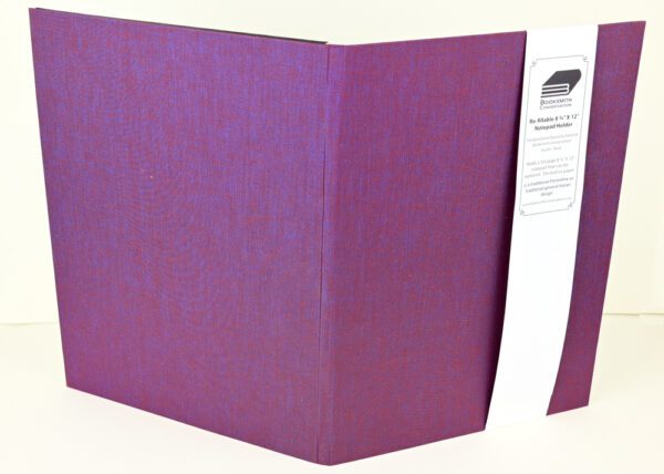 Large Refillable Notepad Holder--Plum Red Duo Cloth Exterior with Wine Arabesque Floral Paper