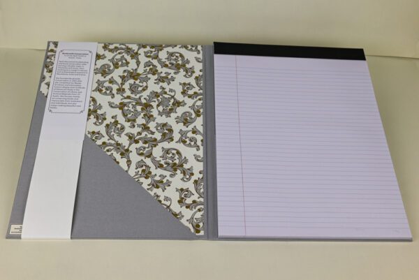 Large Refillable Notepad Holder--Smoke Cloth Exterior with Silver and Gold Traditional Italian Paper - Image 2