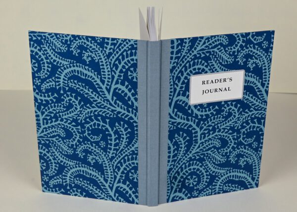 Hardback Reader's Journal--Cyanotype Seaweed Paisley