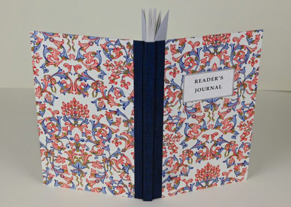 Hardback Reader's Journal--Blue and Red Traditional Italian with Dark Blue Spine