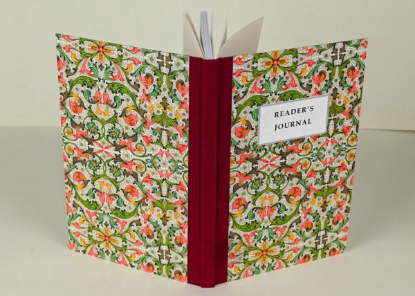 Hardback Reader's Journal--Florentine Print with Cranberry Spine