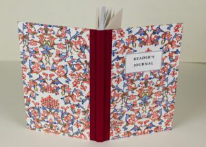 Reader's journal with floral cover.