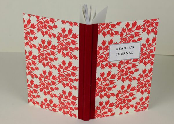 Hardback Reader's Journal--Red Leafy Fronds