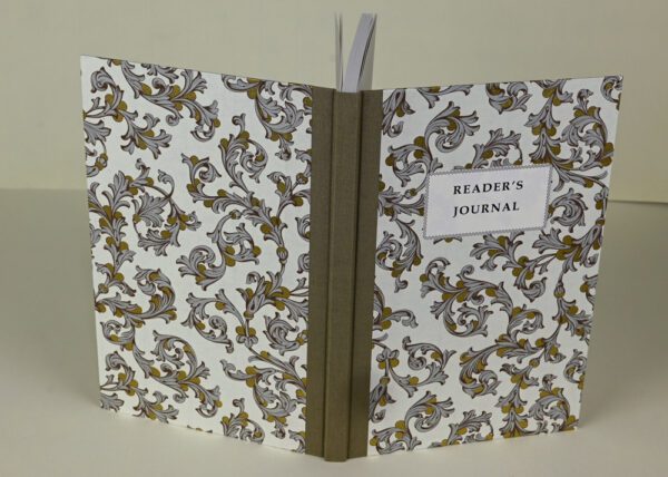 Hardback Reader's Journal--Gray Florentine Print with Light Gray Spine