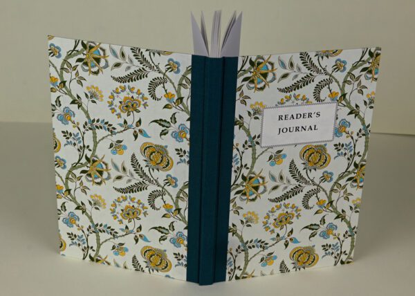 Hardback Reader's Journal--Italianate Flowers and Vines with Deep Marine Blue Spine