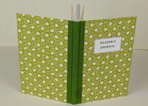 Reader's journal, olive green cover.