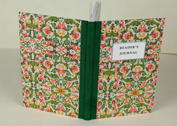 Hardback Reader's Journal--Florentine Print with Grass Green Spine