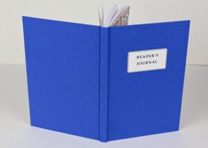 Blue reader's journal notebook.