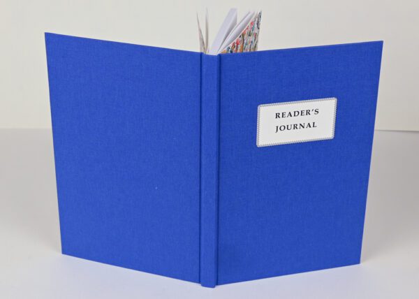 Hardback Reader's Journal--Royal Blue Cloth with Cornflower Blue and Red Persephone Endpapers