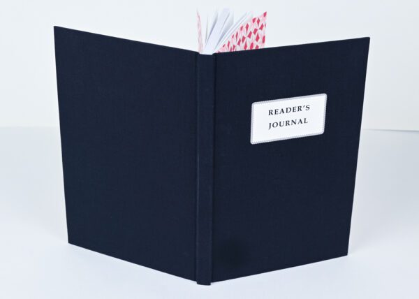 Hardback Reader's Journal--Black Cloth with Red and Pink Alhambra Endpapers