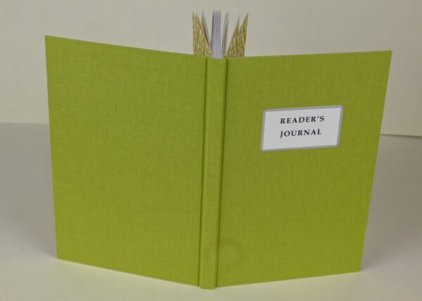 Hardback Reader's Journal--Kiwi Cloth with Sap Green Oak Leaves Endpapers