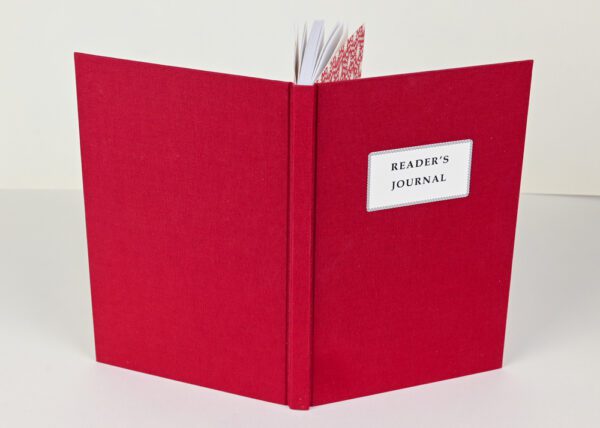 Hardback Reader's Journal--Ruby Red Cloth with Crimson Animalcules Endpapers