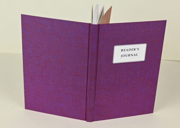 Hardback Reader's Journal--Plum Red Cloth with Mottled Hand Decorated Endpapers