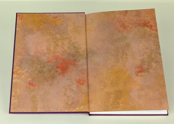 Hardback Reader's Journal--Plum Red Cloth with Mottled Hand Decorated Endpapers - Image 2