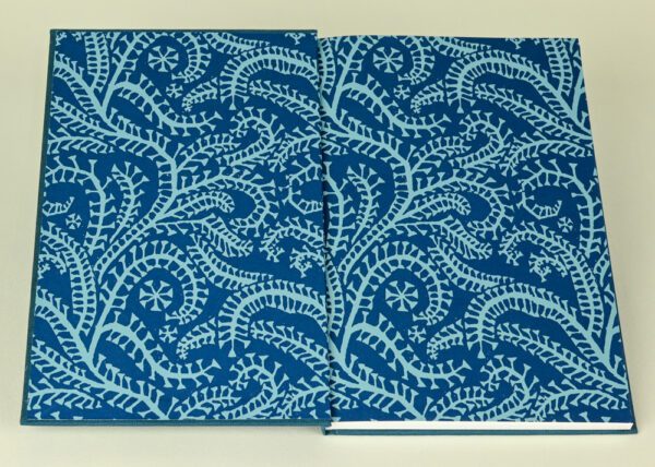 Hardback Reader's Journal--Deep Marine Blue Cloth with Cyanotype Seaweed Paisley Endpapers - Image 2