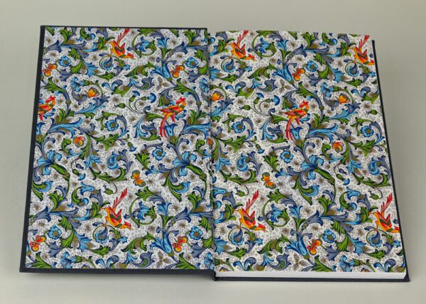 Hardback Reader's Journal--Pebble Gray Cloth with Florentine Bird & Butterfly Endpapers - Image 2