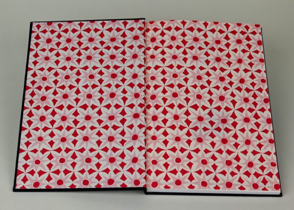 Hardback Reader's Journal--Black Cloth with Red and Pink Alhambra Endpapers - Image 2