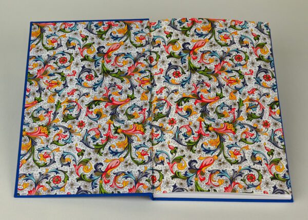 Hardback Reader's Journal--Royal Blue Cloth with Florentine Multi-Color Endpapers - Image 2