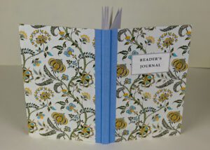 Reader's journal with floral cover.