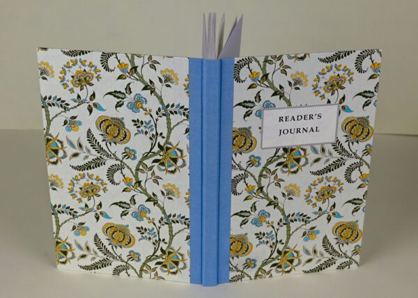 Hardback Reader's Journal--Italianate Flowers and Vines with Sky Blue Spine