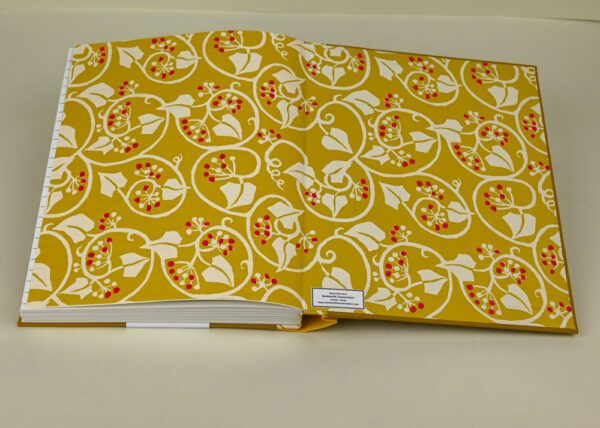 Writer's Journal -- Sunshine Yellow and Mustard Cover, Mustard and Cranberry Ivy Paper - Image 3