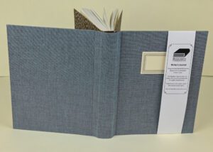 Handmade writer's journal, gray linen cover.