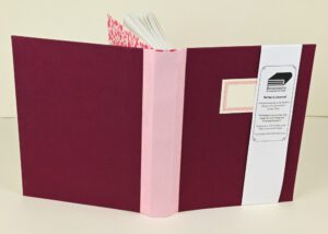 Handmade writer's journal, burgundy, pink.